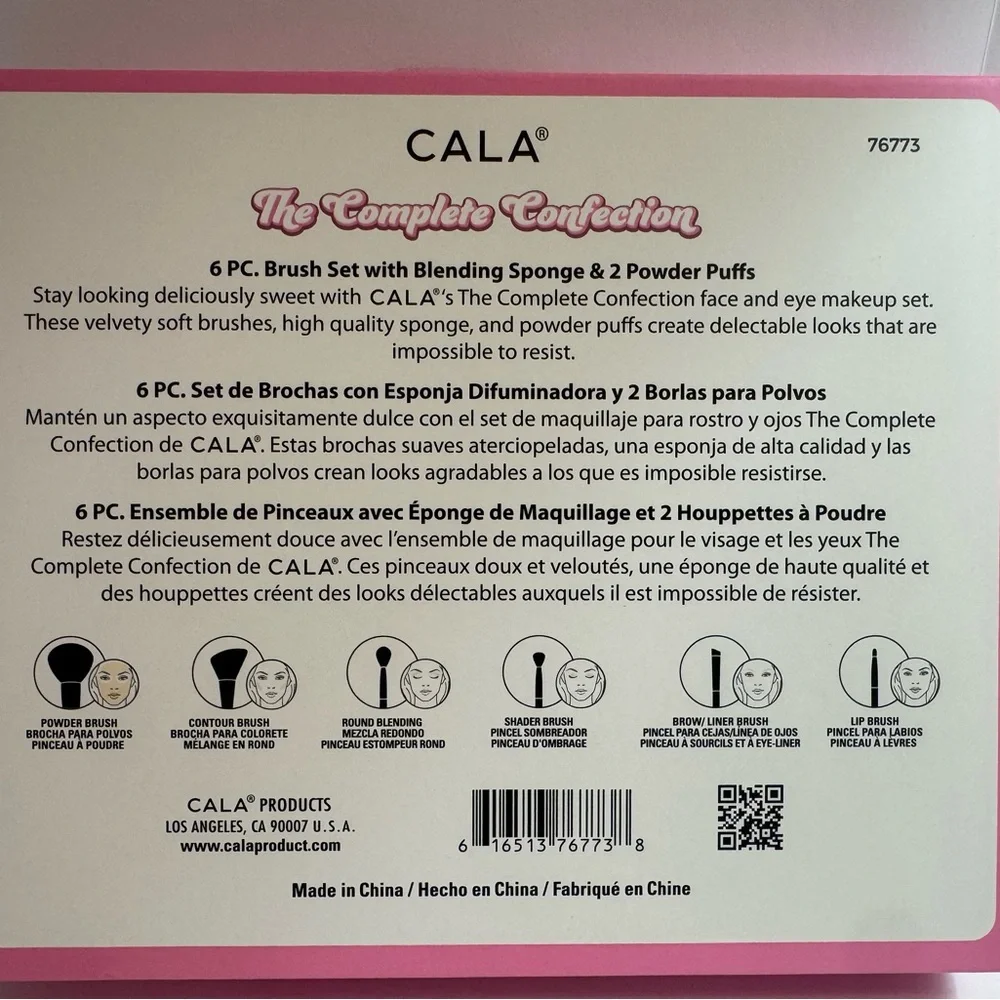 CALA The Complete Confection 9-Piece Set. 6 Brushes, Sponge, and Puffs Set